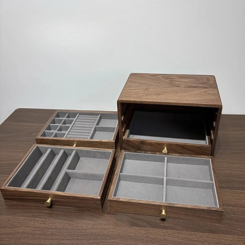 HANDMADE Solid Wood Jewellery Organizer Box Large Jewelry Storage Boxes Exhibitor Ring Necklace Cases Wholesale Travel Jewelry Case