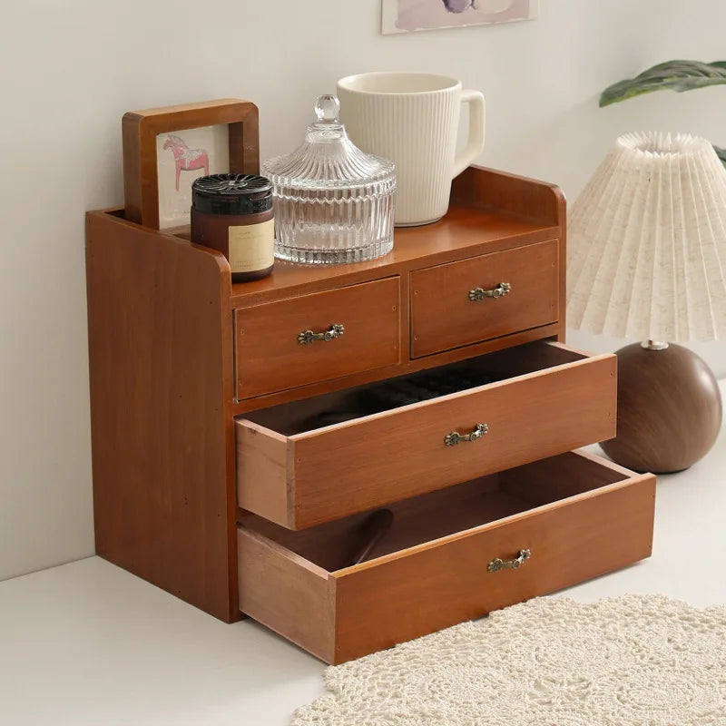 HANDMADE Vintage quality pine desktop storage wood frame drawer partition design kitchen bedroom desktop storage