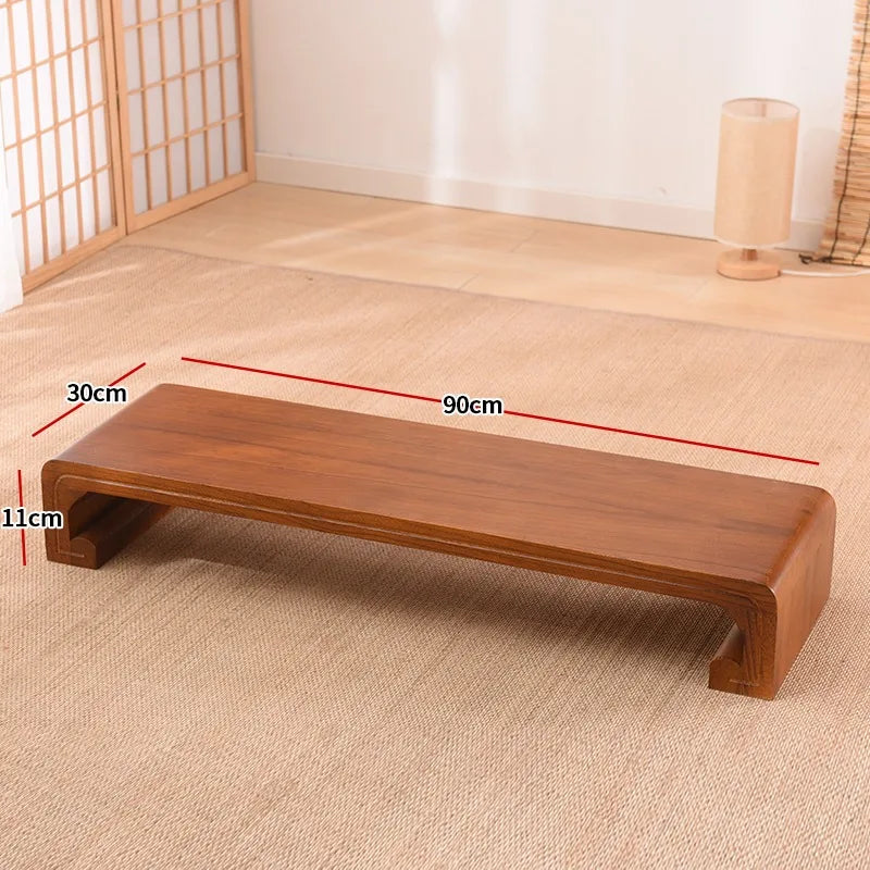 Hndmade Solid Wood Monitor Riser Office Desktop Computer Stand Screen Height Shelf with Storage Tatami Low Table Organizer for Home