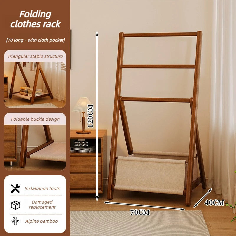 HANDMADE Bedroom Coat Racks Bamboo Storage Clothing Rack Simple Entrance Hall Wooden Storage Coat Shelf Foldable Clothes Drying Shelf