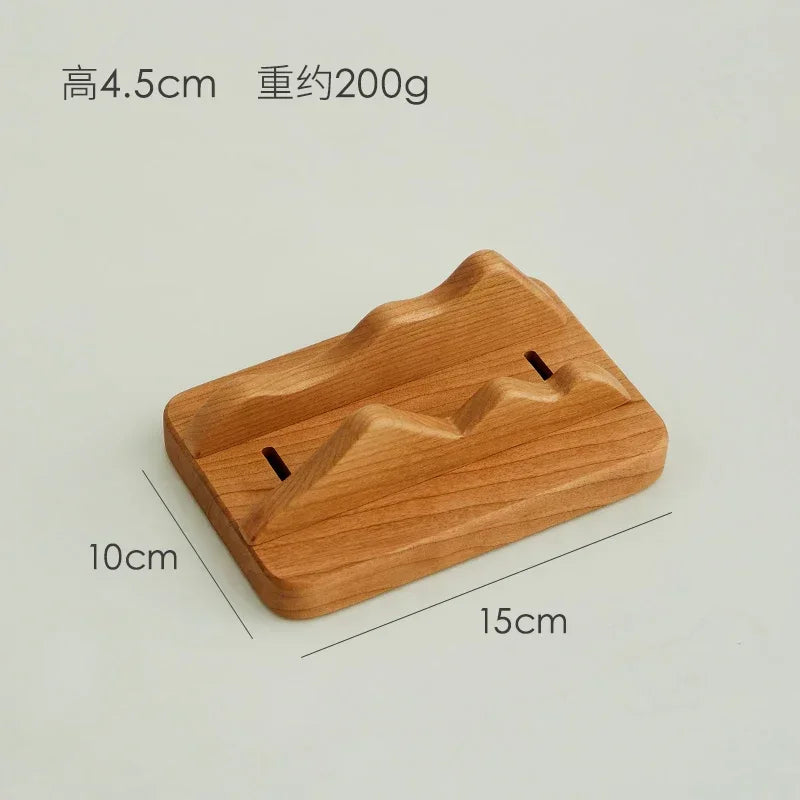 HANDMADE Laptop Vertical Storage Stand Custom Soild Wood Landscape Theme Walnut Wood Base Stand Desktop Decoration Custom Wooden Stand
