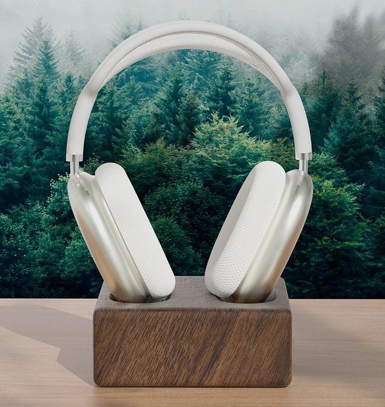 HANDMADE MARGNET  WOOD for  1/2Headphone Base Walnut Wood Bracket Magnetic Wireless Charging Sleep Compartment Marble Headset Stand Accessory
