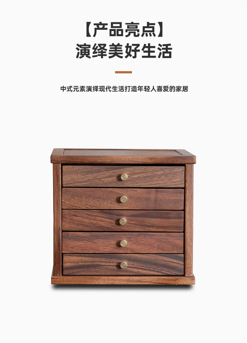 hadnmade 5-Tier Walnut Tea Storage Box Premium Organizer Multi-Layer Wooden Display Case for Home & Shop Collection‌ Box