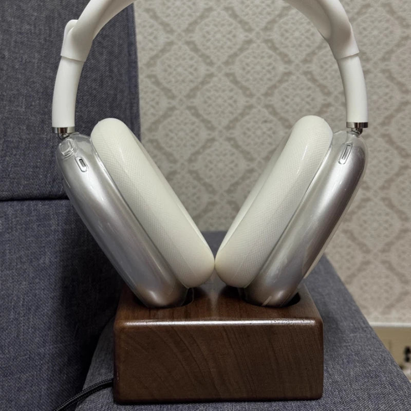 HANDMADE MARGNET  WOOD for  1/2Headphone Base Walnut Wood Bracket Magnetic Wireless Charging Sleep Compartment Marble Headset Stand Accessory