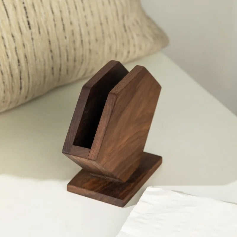 HANDMADE Walnut Vintage Square Tissue Box Cover, Multifunctional Standing Paper Holder, Elegant Desktop Organizer for  Kitchen Office