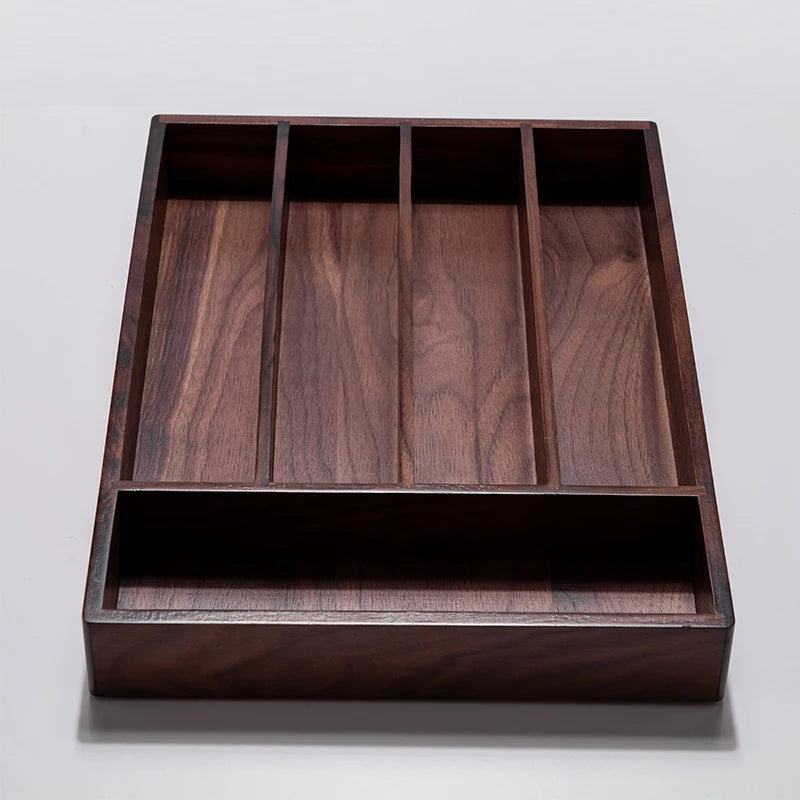 BHANDMADE lack Walnut Utensil Organizer Wooden Cutlery Tray for Kitchen Luxury Knife/Fork Storage Box High-grade Spoon Chopsticks Holder