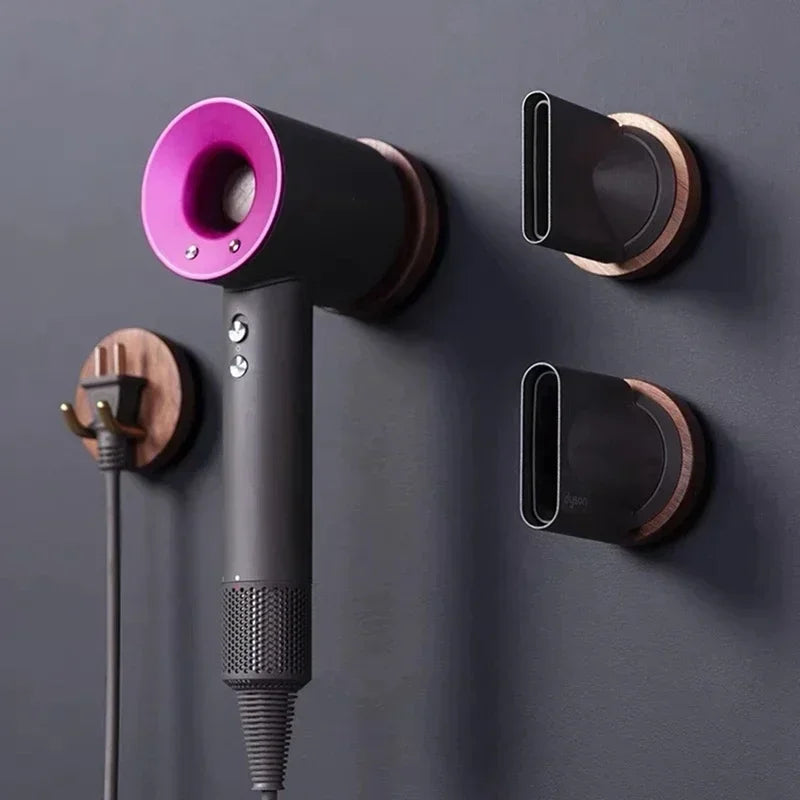 HANDMADE Wall Mounted Hair Dryer Holder Set For DRYER Solid Wood Hair Dryer Bracket Stand Bathroom Sets Rack Organizer Shelves