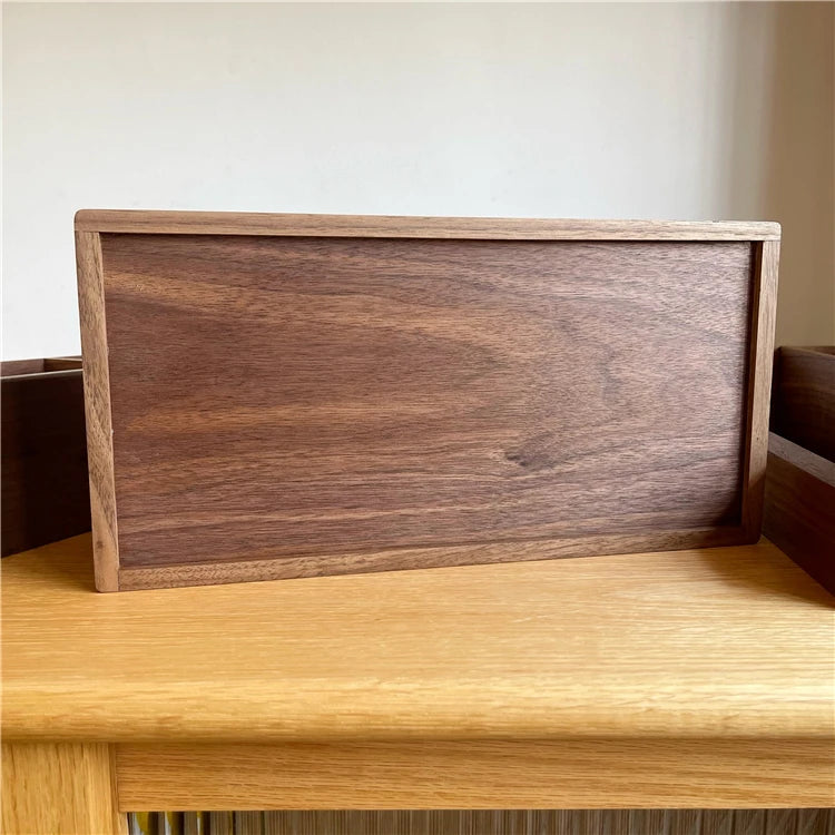 HANDMADE BLACK WWALNUT Multi-grid Wooden Organizer Angled Desktop Storage Box Multifunctional Remote Control Storage Tray Minimalist Drawer Dividers