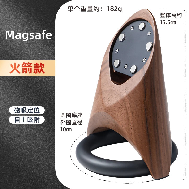 WOODEN HANDMADE Msgsafe HOLDER  Mobile Phone Stand Custom Design Wooden Magnetic Charger Bracket Desktop Creative Lazy Wireless Charging Phone Holder