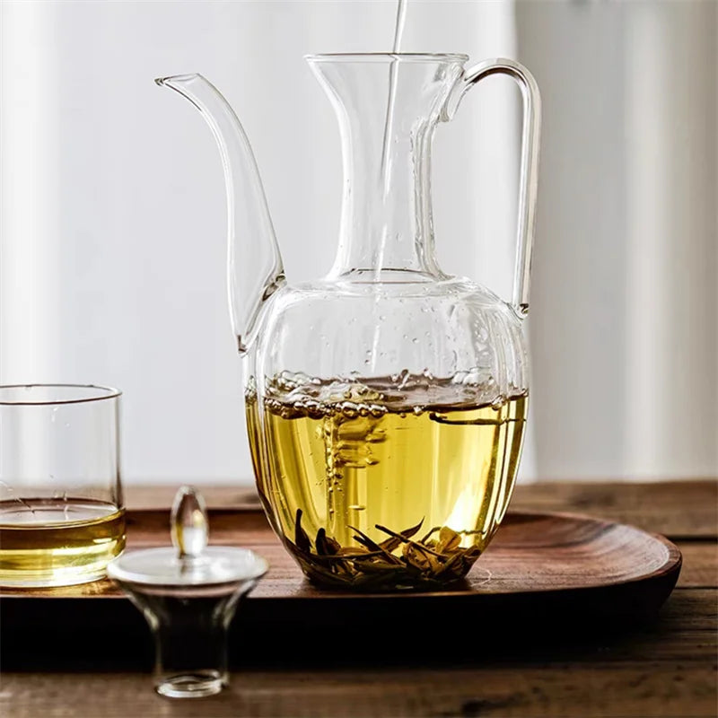 HANDMADE 500ml High Borosilicate Glass Teapot Heat Resistance Tea Brewing Glass Tea Pot Traditional Kung Fu Tea Set