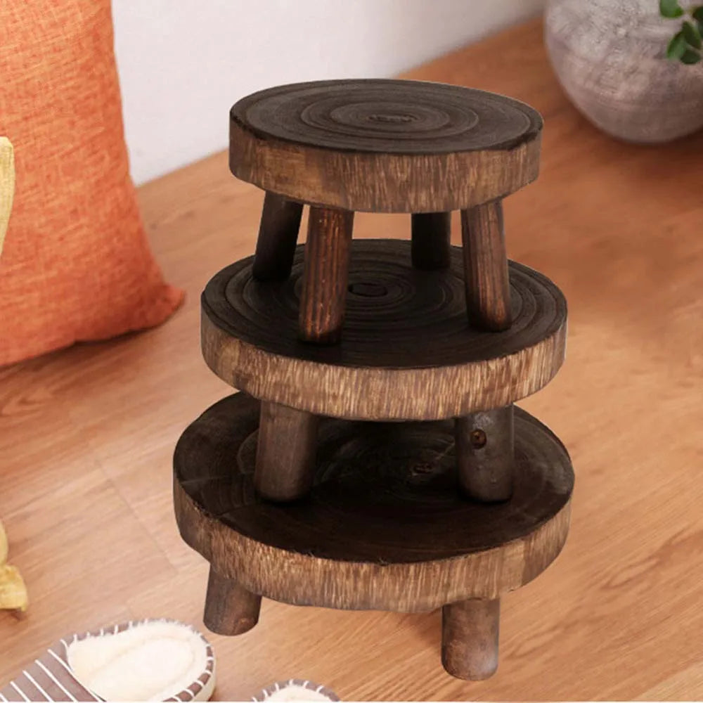HANDMADE WOOD PLANTS RISER  Durable Plant Stand Shelf Creative Wooden Stool High Quality Succulent Pot Holder For Living Room