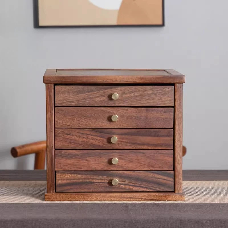 hadnmade 5-Tier Walnut Tea Storage Box Premium Organizer Multi-Layer Wooden Display Case for Home & Shop Collection‌ Box