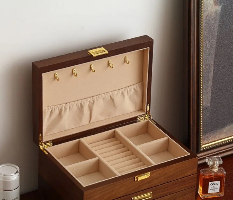 HANDMADE Wooden Jewelry Box Large Luxury Storage Boxes Earring Ring Bracelet Necklace Display Case Woman Jewellery BOX STORAGE Organizer