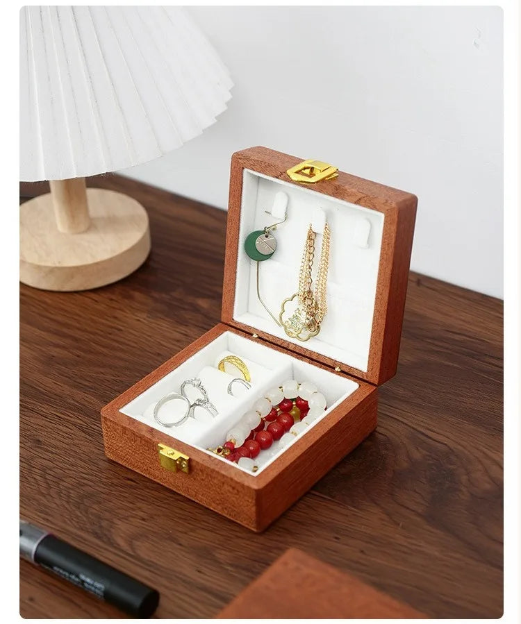 HANDMADE Solid Wood Jewelry Storage Box Mini Jewellery Organizer Case Travel Necklace Ring Cases Trinket Earrings Pendant Bracelet Boxes
