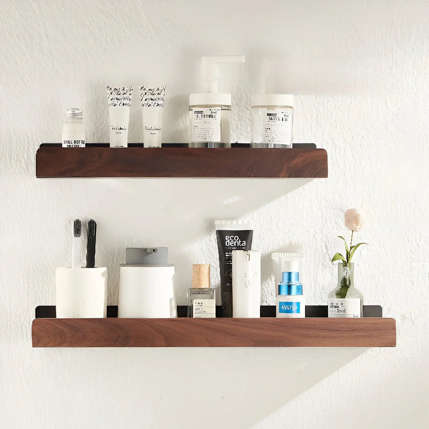 HANDMADE Black Walnut Wood Bathroom Storage Shelf Wall Mounted Toilet Non Perforated Bathroom Storage Rack  Bathroom organizer