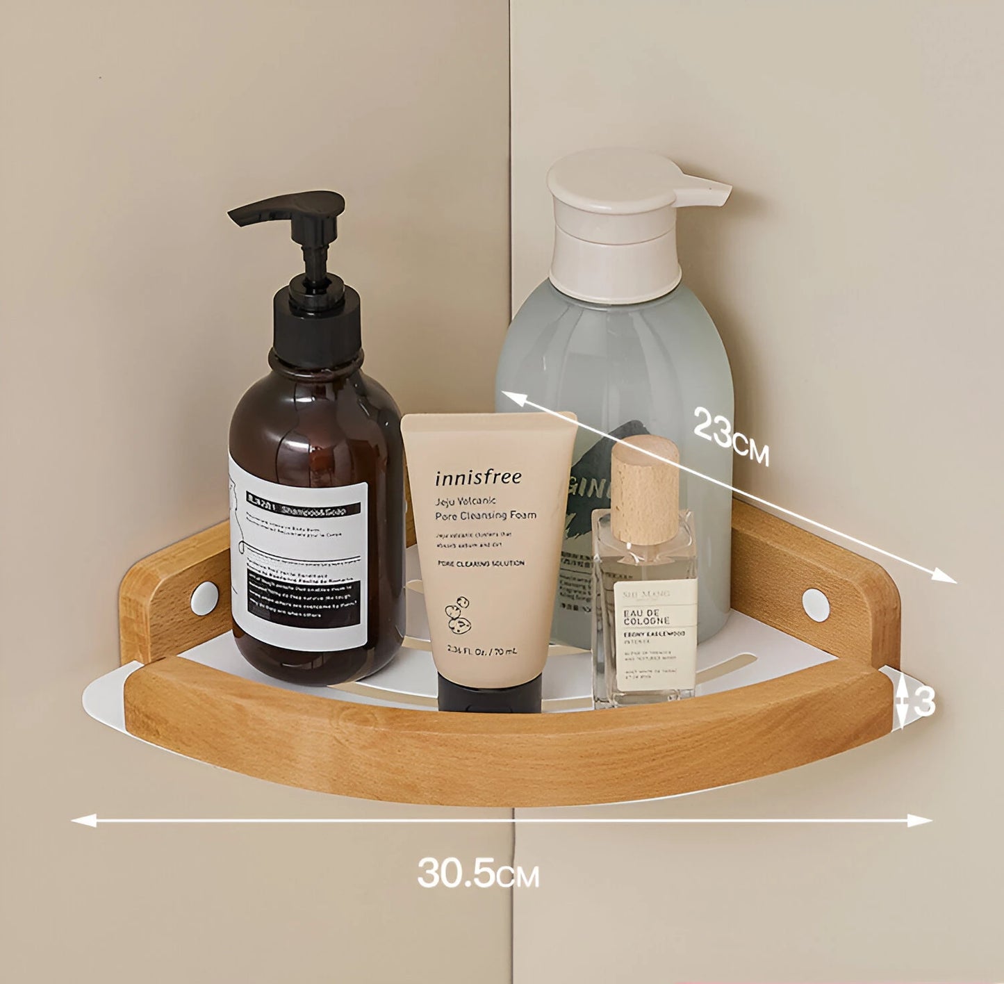 HANDMADE Bathroom storage rack wall mounted, bathroom toilet bathroom storage solid wood non perforated triangular frame wall corner rack