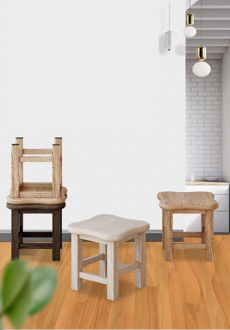 PINE HANDMADE WOOD Modern Simplicity Household Solid Wood Stool Living Room Square Small Footrest Tea Table Low Stools Muebles Wooden Stools