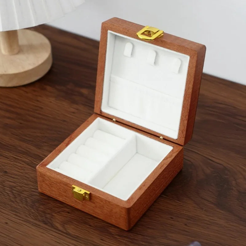 HANDMADE Solid Wood Jewelry Storage Box Mini Jewellery Organizer Case Travel Necklace Ring Cases Trinket Earrings Pendant Bracelet Boxes