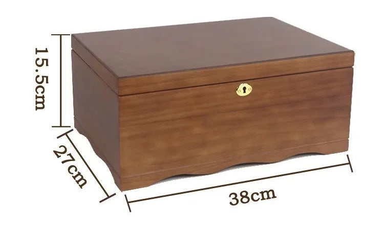 HANDMADE Solid Wood Jewelry Box Large Capacity with Lock Jewellery Case Necklace Bracelet Jewellery Boxes Multifunctional Jewelry Cases