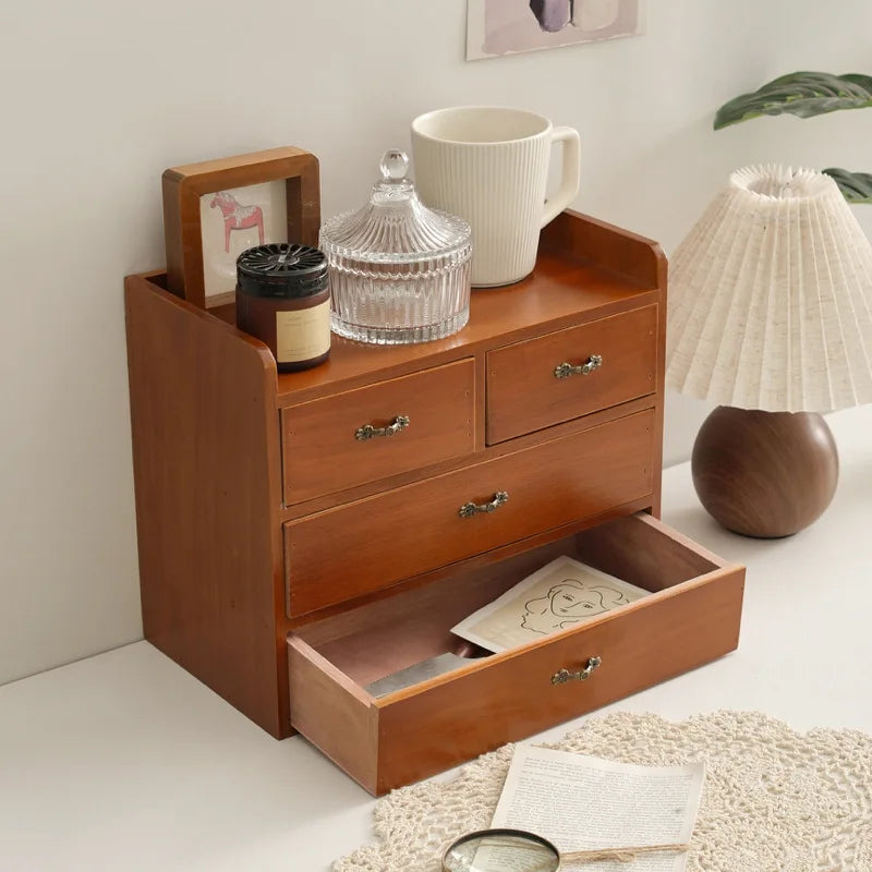 HANDMADE Vintage quality pine desktop storage wood frame drawer partition design kitchen bedroom desktop storage