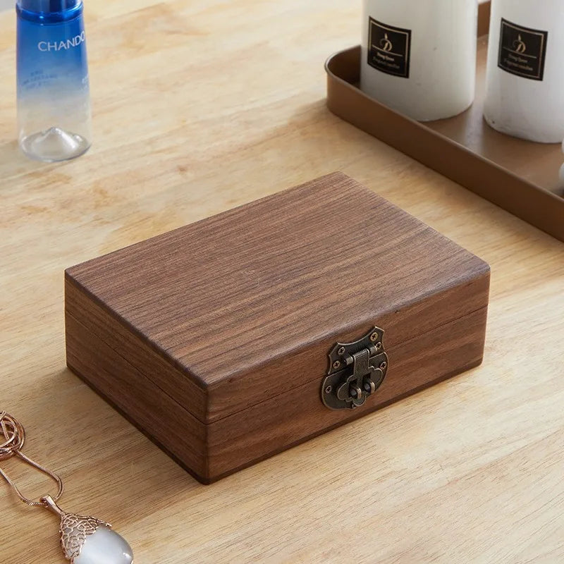 BALCK WALNUT HADNMADE Solid Wood Jewelry Box Luxury Retro Storage Boxes Earring Necklace Ring Display Case Jewellery Accessories Organizer Supplies