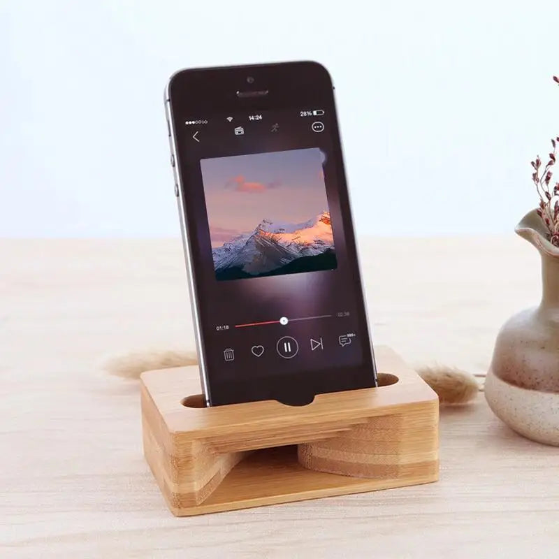 HANDMADE Phone Holder Stand Amplifier Cell Speaker Wood Phone Speaker Amplifier Wood Sound Mobile Bracket Natural Loudspeaker Phone Dock