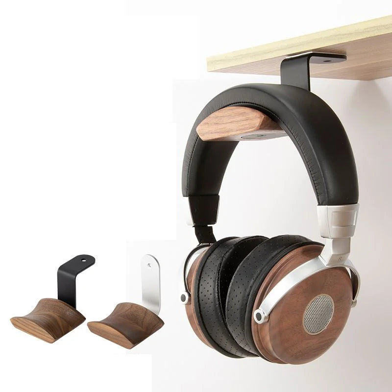 HANDMADE Aluminum Alloy Solid Wood Splicing Headphone Storage Rack Wall Mounted Earphone Display Stand Desktop Headset Storage Bracket