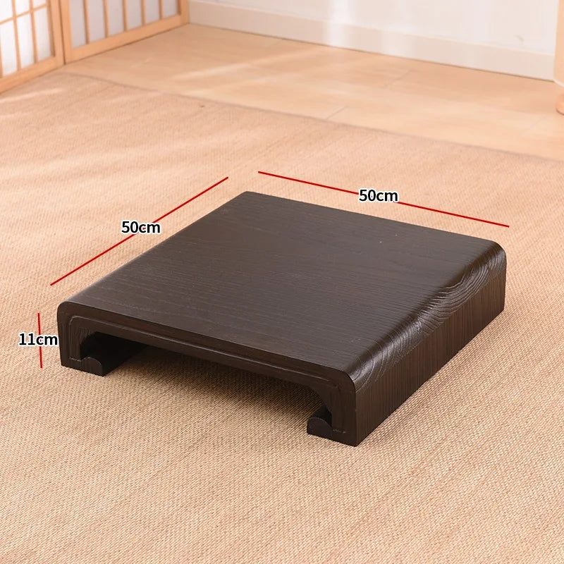 Hndmade Solid Wood Monitor Riser Office Desktop Computer Stand Screen Height Shelf with Storage Tatami Low Table Organizer for Home