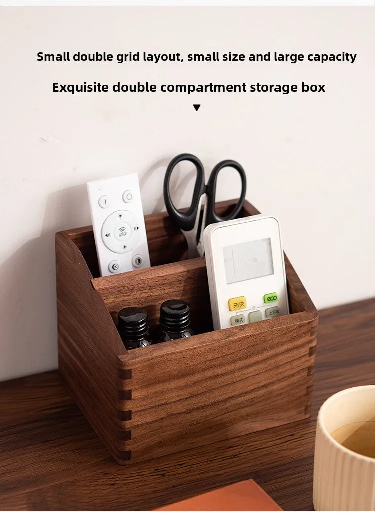 HANDMADE Black Walnut Wood tissues box Multifunctional paper extraction box Grid division Organizer box desktop Storage Sundries strong