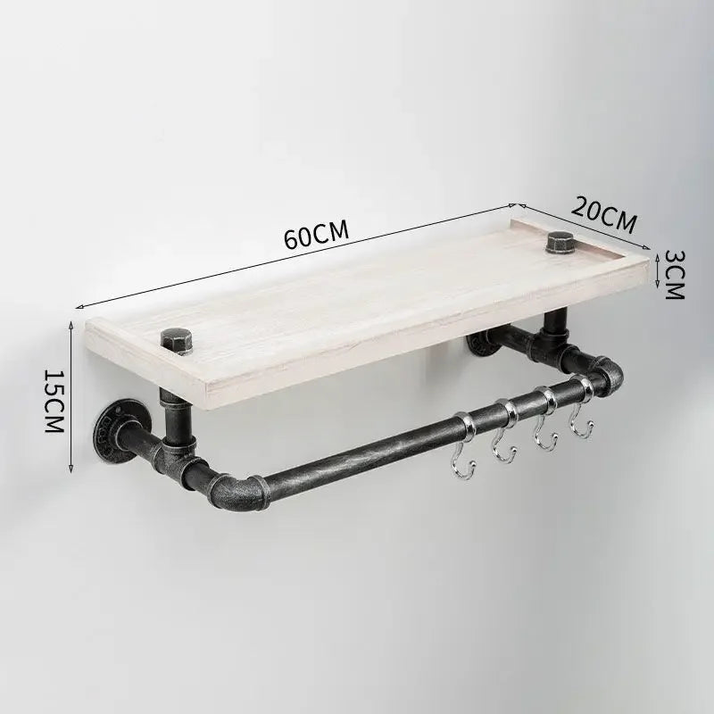 HANDMADE Solid Wood Home Storage Rack Entryway Key Organizer with Moisture-Proof Shelf And Stainless Steel Rod for Hallway Organization