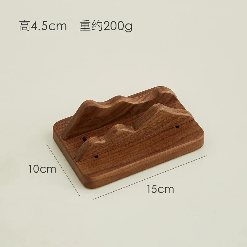 HANDMADE Laptop Vertical Storage Stand Custom Soild Wood Landscape Theme Walnut Wood Base Stand Desktop Decoration Custom Wooden Stand