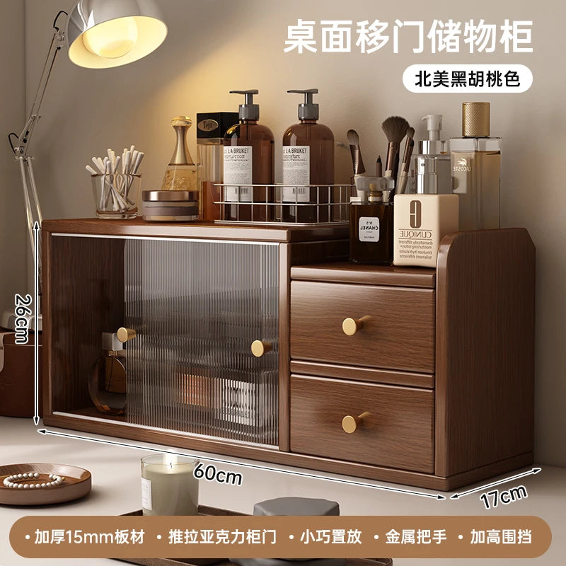 Space-Saving All-in-One Desktop Vanity & Bookshelf with Mirror | 3-Tier Multifunction Storage Organizer