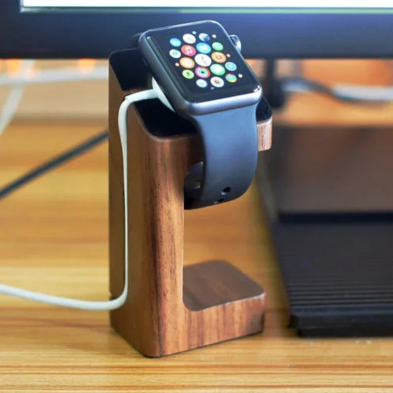 HANDMADE Wooden Watch Charger Stand Smartwatch Desktop Holder Charging Station Wrist Watch Base Original Apple Bracket Accessories