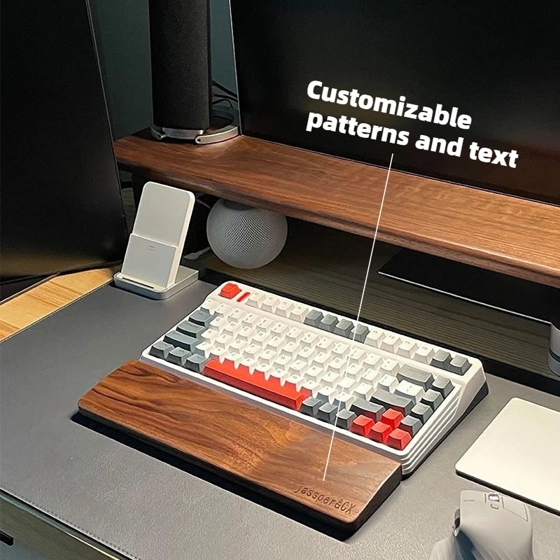 handmade Walnut Wood Palm Rest Custom Soild Wood Mouse Rest Mechanical Keyboard Wrist Rest Accessories AntiSlip Stickers WoodenPalm Stree
