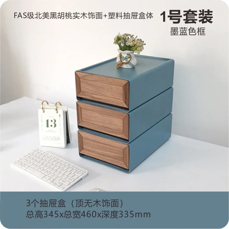 handmade Black Walnut Solid Wood Veneer Storage Box Multi-functional Household Underwear Storage Drawer Can Be Stacked Office Organizer