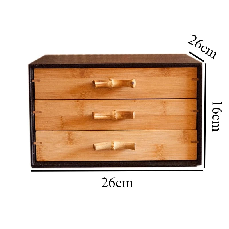 HANDMADE BMBOO WOOD Retro Bamboo Storage Box Desktop Drawer Jewelry Storage Boxes Ring Necklace Bracelet Jewelry Organizer for Small Things Package