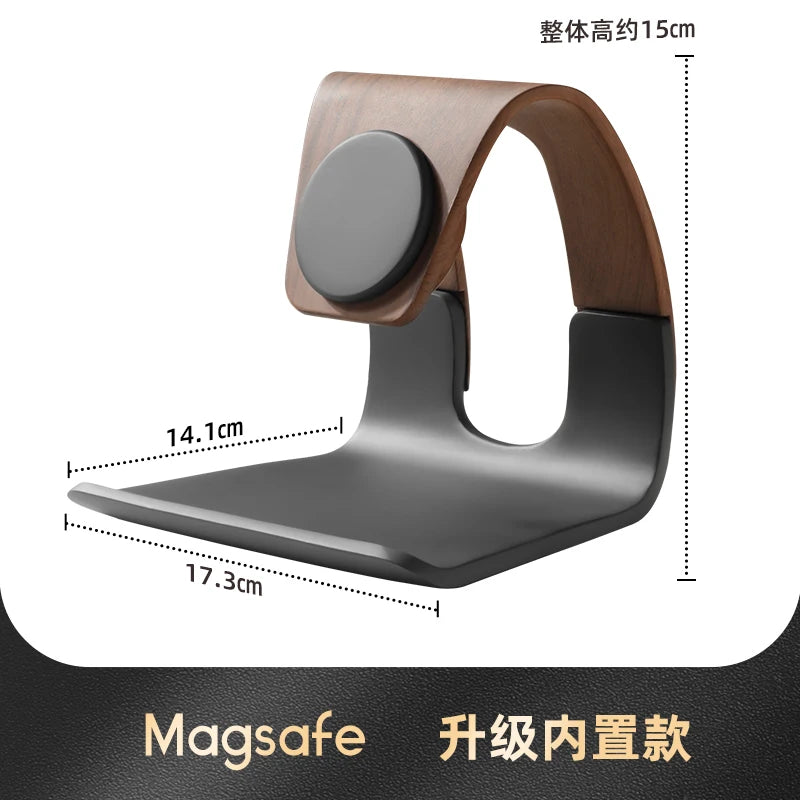 WOODEN HANDMADE Msgsafe HOLDER  Mobile Phone Stand Custom Design Wooden Magnetic Charger Bracket Desktop Creative Lazy Wireless Charging Phone Holder